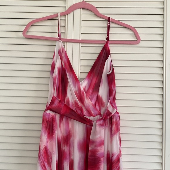 Floor length pink watercolor gown size 4 - Picture 3 of 6